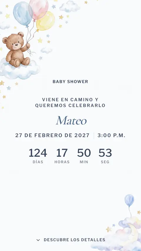 Invitación digital invitación de baby shower de niño: diseño Acuarela en Osito
