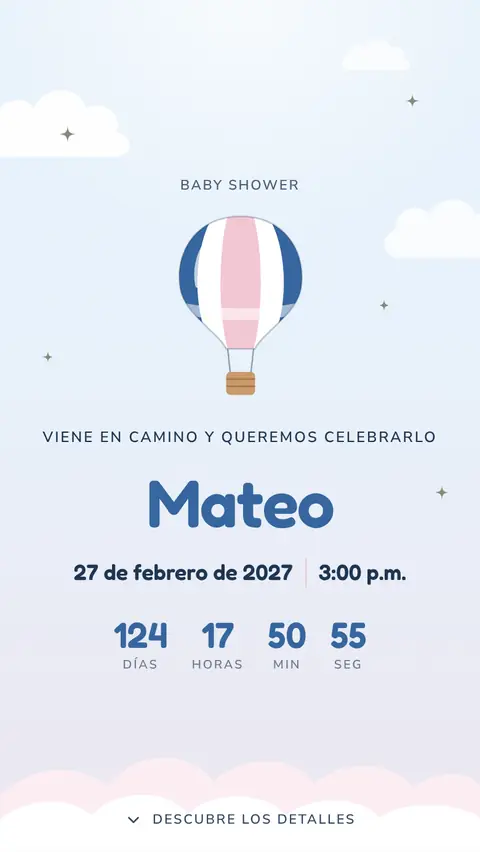 Invitación digital invitación de baby shower de niño: diseño Nube en Celeste