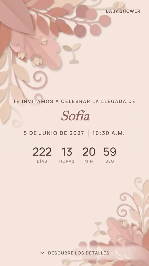 Invitación digital invitación de baby shower de niña: diseño Brote en Rosa té