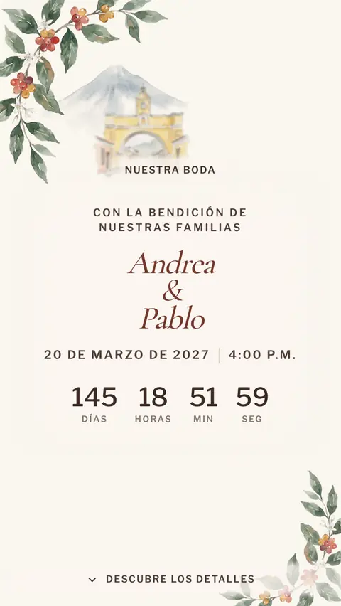 Invitación digital invitación de boda rústica: diseño Acuarela en Cafetal