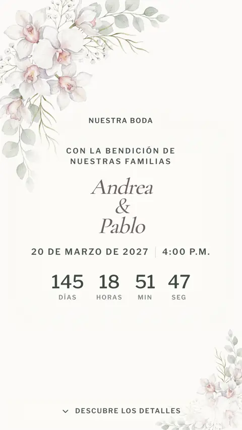 Invitación digital invitación de boda sencilla: diseño Acuarela en Monja blanca