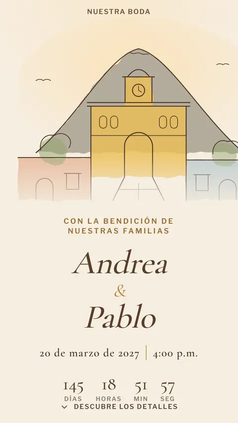 Invitación digital invitación de boda rústica: diseño Antigua en Adobe