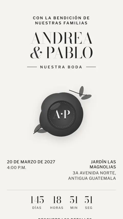 Invitación digital invitación de boda sencilla: diseño Sello en Grafito