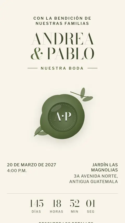 Invitación digital invitación de boda rústica: diseño Sello en Olivo