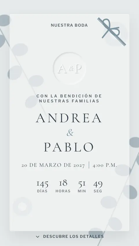 Invitación digital invitación de boda sencilla: diseño Velo en Niebla