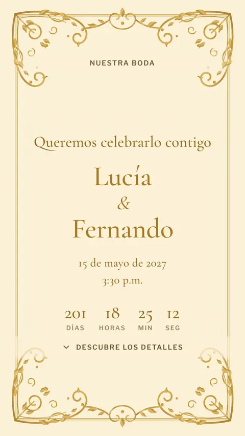 Invitación digital invitación de boda elegante: diseño Marco en Champán
