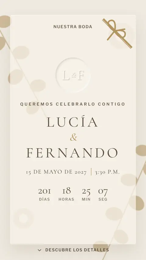 Invitación digital invitación de boda elegante: diseño Velo en Marfil