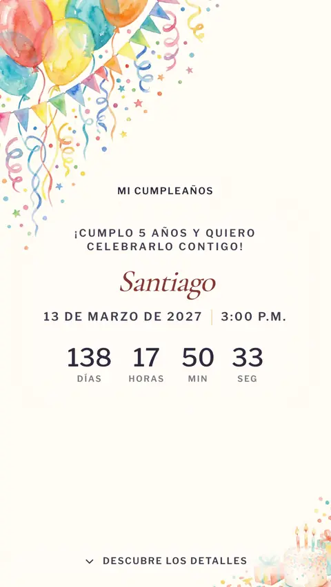 Invitación digital invitación de cumpleaños infantil: diseño Acuarela en Globos