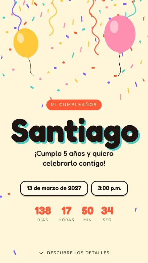 Invitación digital invitación de cumpleaños infantil: diseño Confeti en Fiesta