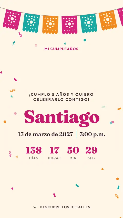 Invitación digital invitación de cumpleaños infantil: diseño Fiesta en Crema