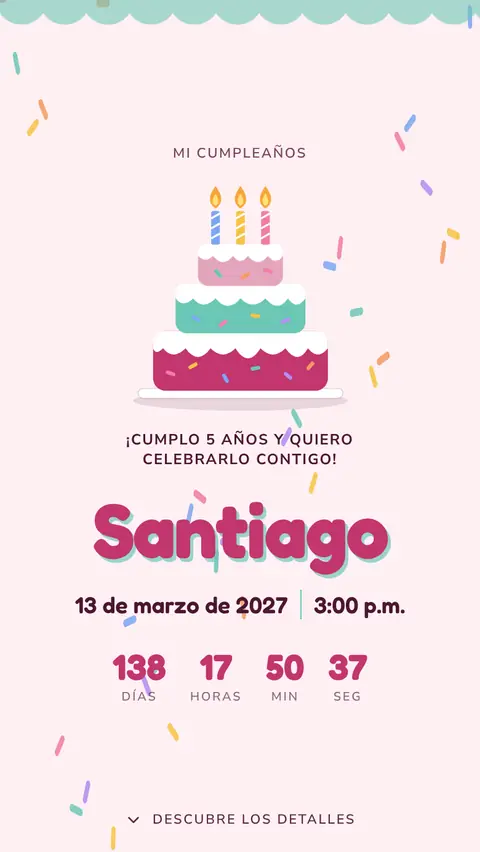 Invitación digital invitación de cumpleaños infantil: diseño Pastel en Fresa
