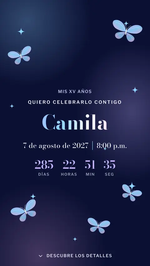 Invitación digital invitación de xv años azul: diseño Holograma en Medianoche