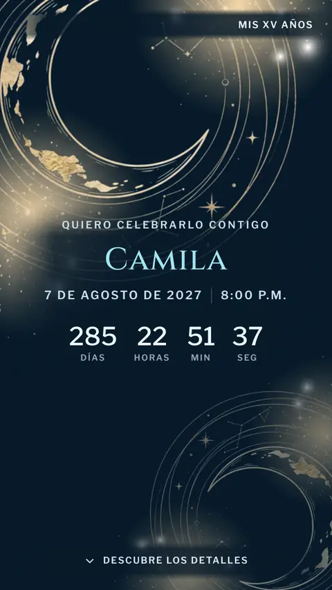 Invitación digital invitación de xv años azul: diseño Órbita en Azul noche