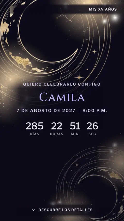 Invitación digital invitación de xv años moderna: diseño Órbita en Galaxia