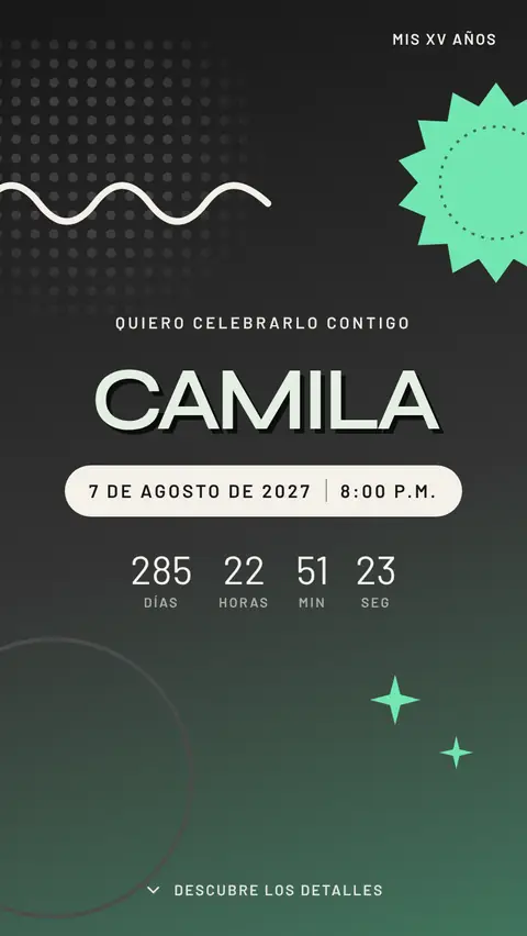 Invitación digital invitación de xv años moderna: diseño Pulso en Grafito