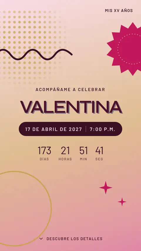 Invitación digital invitación de xv años rosa y dorado: diseño Pulso en Rosa